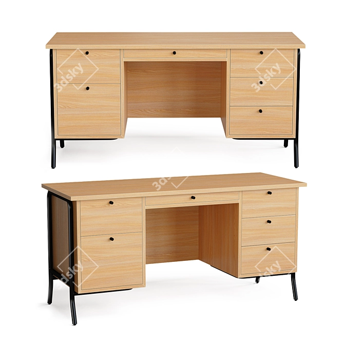 Shinola Runwell Oak Executive Desk 3D model image 1