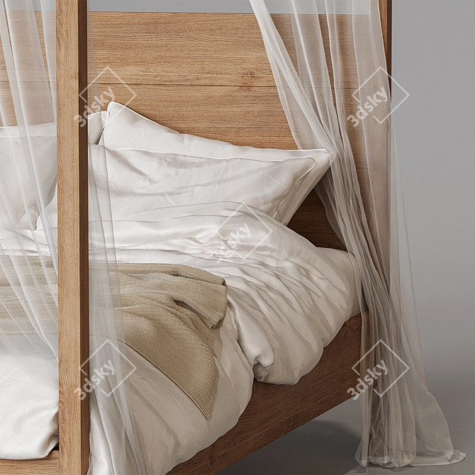 Elegant Yttervåg Four-Poster Bed 3D model image 3