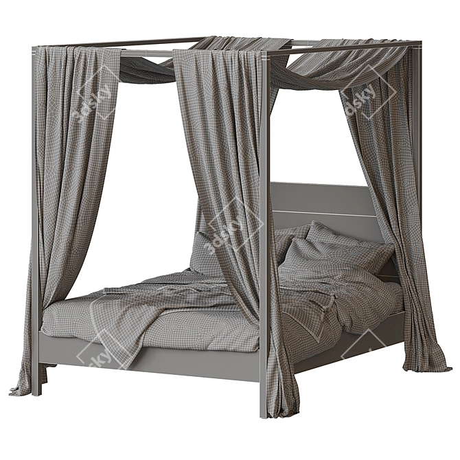 Elegant Yttervåg Four-Poster Bed 3D model image 6