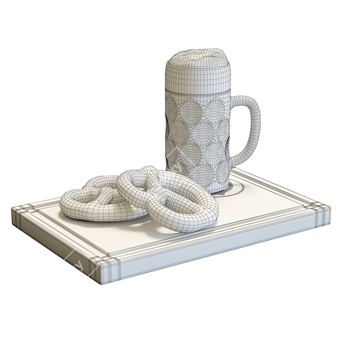 Rustic Mug and Pretzels Set 3D model image 6