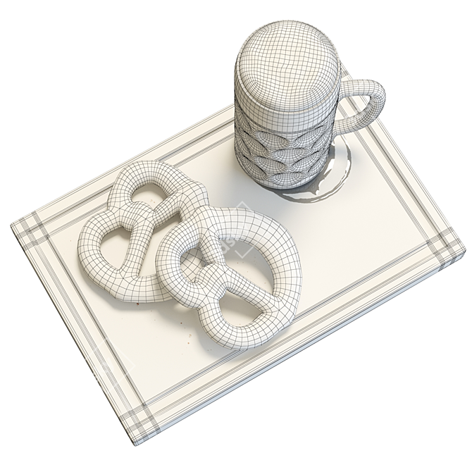 Rustic Mug and Pretzels Set 3D model image 7