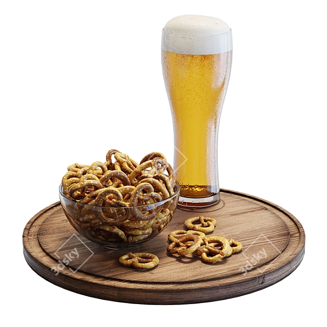 Craft Beer & Pretzel Set 3D model image 1