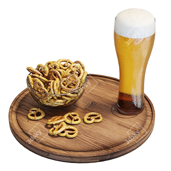 Craft Beer & Pretzel Set 3D model image 2