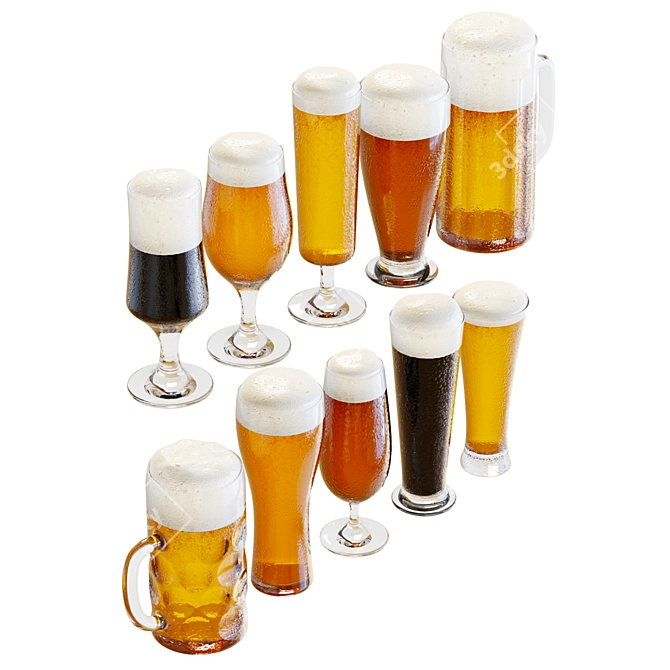 8-Piece Beer Glass Set 3D model image 3