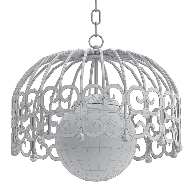 Vintage Black Scroll Pendant Light 3D model image 2