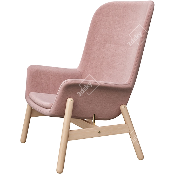 Modern Vedbo Chair with High Back in Gunnared Light Brown-Pink 3D model image 5