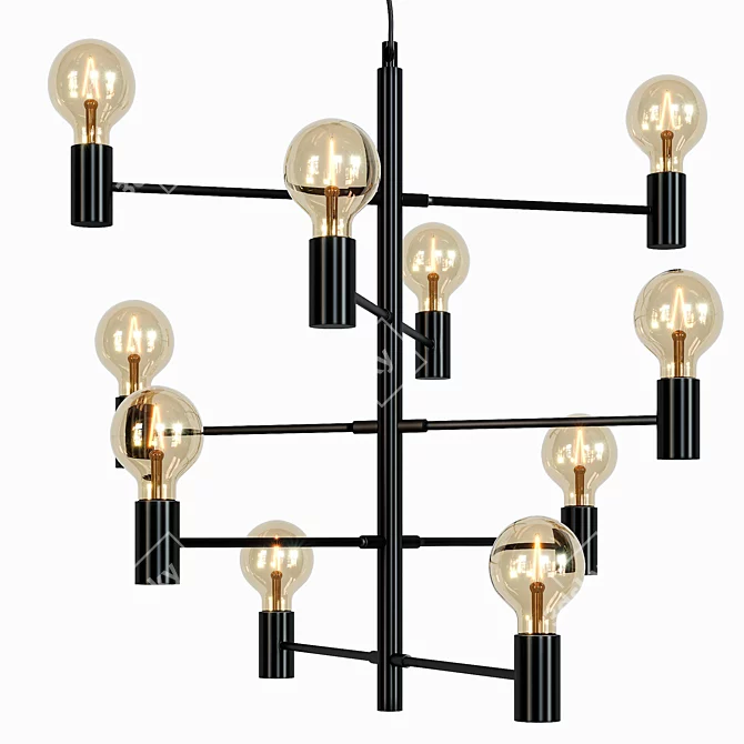 Blanchefleur LED Chandelier - Black Beauty 3D model image 1