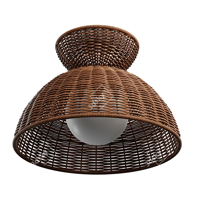 Rattan Glow Flush Mount 3D model image 2