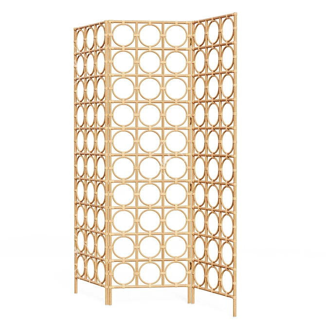 Vintage Rattan Room Divider 3D model image 3