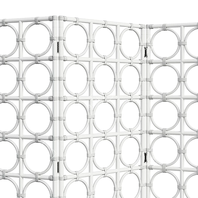 Vintage Rattan Room Divider 3D model image 6