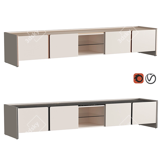 Modern TV Stand Havasu: Praddy Collection NATUR 3D model image 1