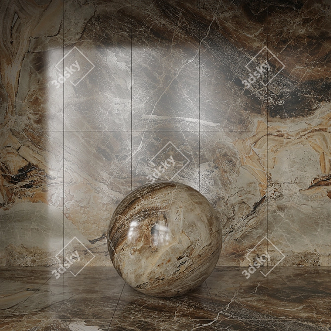 Seamless Golden Tile Terragres 3D model image 1