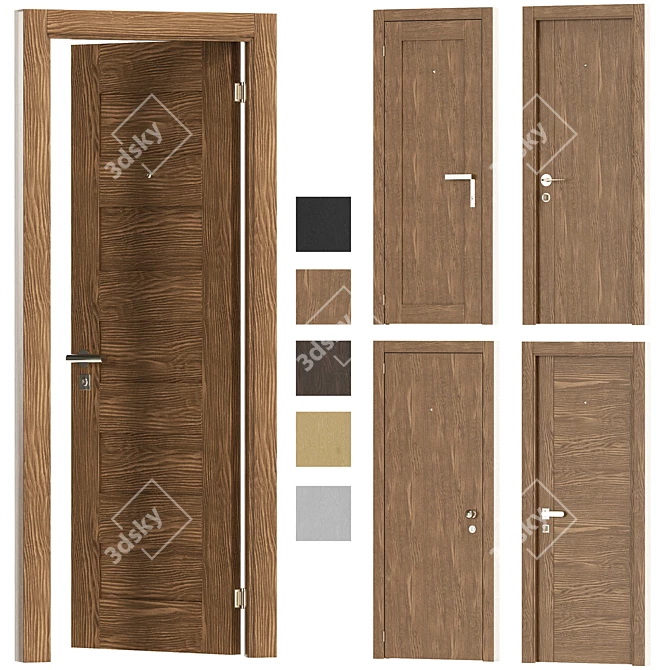 Customizable Interior Doors: 5 Types, 6 Materials 3D model image 2