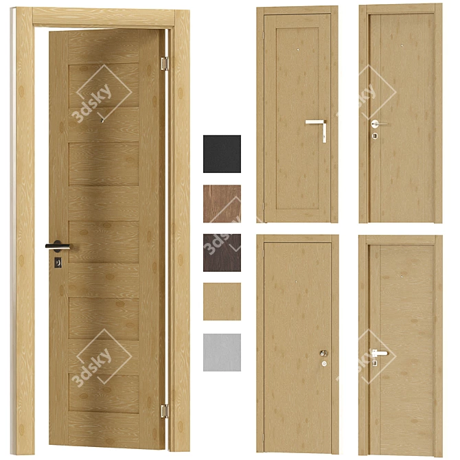 Customizable Interior Doors: 5 Types, 6 Materials 3D model image 4
