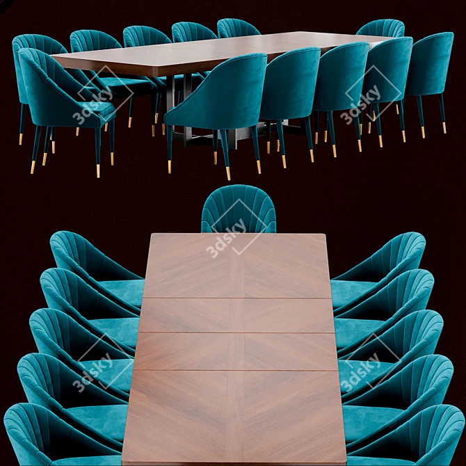 Garda Decor Dining Set: Santa Barbara Table & Chairs 3D model image 3