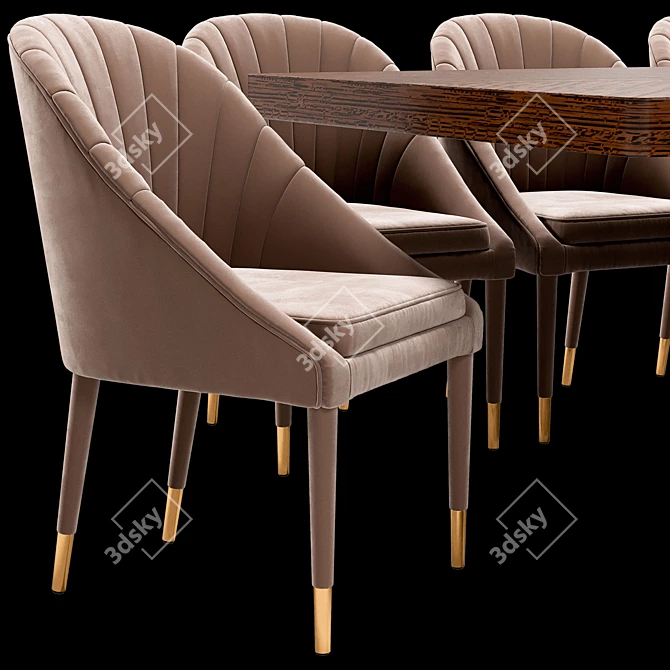 Garda Decor Dining Set: Santa Barbara Table & Chairs 3D model image 4