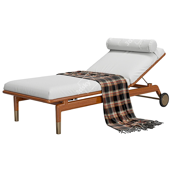 Modern Mahogany Sun Lounger 3D model image 1
