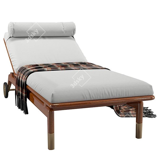 Modern Mahogany Sun Lounger 3D model image 2