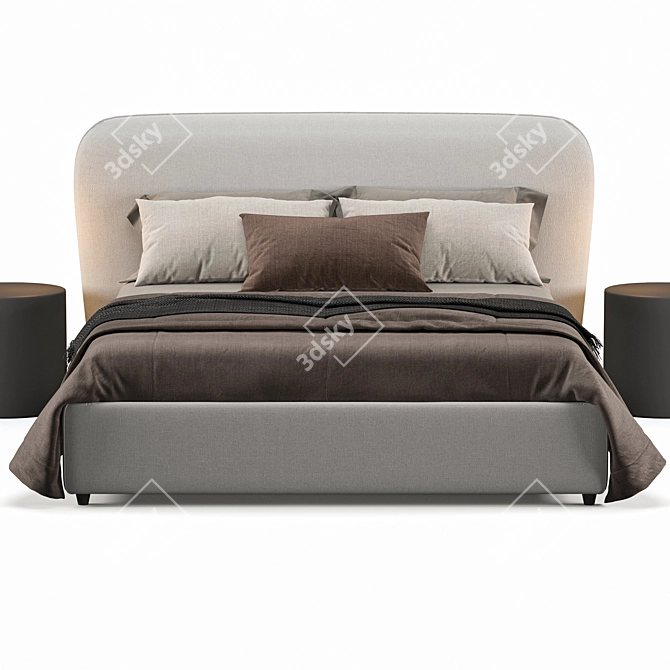 Luxury Karol Upholstered Bed 3D model image 3