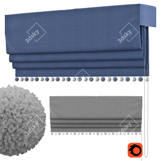 Elegant Roman Curtains | Amy Joanne Interiors 3D model image 1