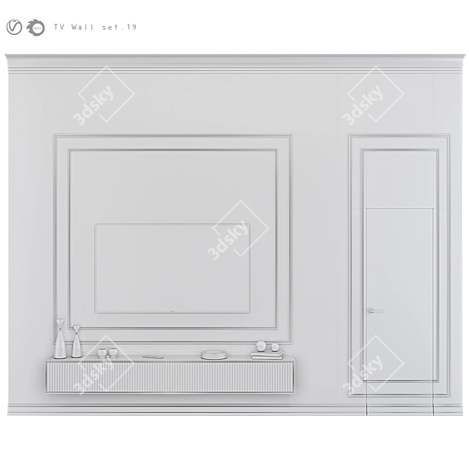 Modern TV Wall Mount Set 3D model image 4