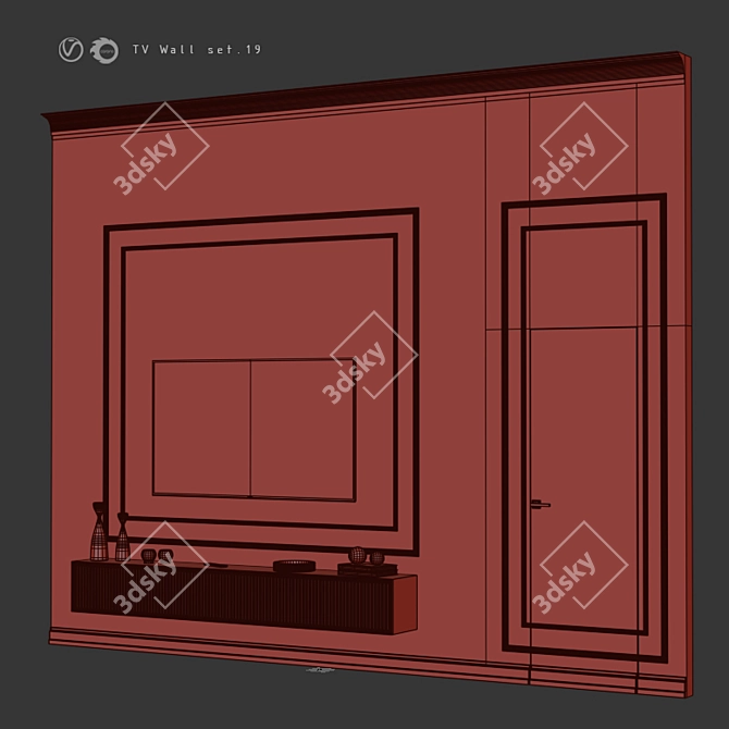 Modern TV Wall Mount Set 3D model image 5