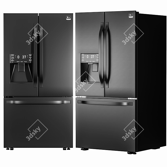 Modern Stainless Steel LG Kitchen Set 3D model image 2
