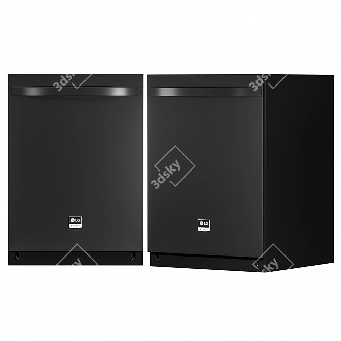 Modern Stainless Steel LG Kitchen Set 3D model image 4