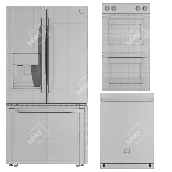 Modern Stainless Steel LG Kitchen Set 3D model image 6