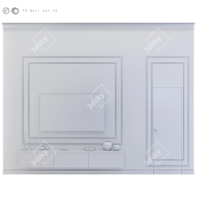 Modern TV Wall Mount Set 3D model image 4