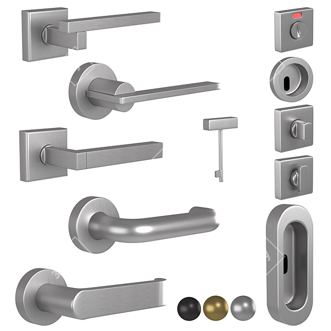 Olivari Door Handles Set: BETA, CHIARA NY, TIME Q, SPACE Q, OPEN 3D model image 3