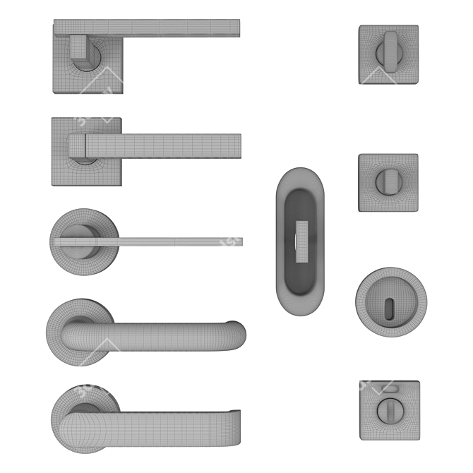 Olivari Door Handles Set: BETA, CHIARA NY, TIME Q, SPACE Q, OPEN 3D model image 4