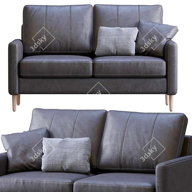 Luxury Block Jumbo Loveseat Leather Sofa 3D model image 1