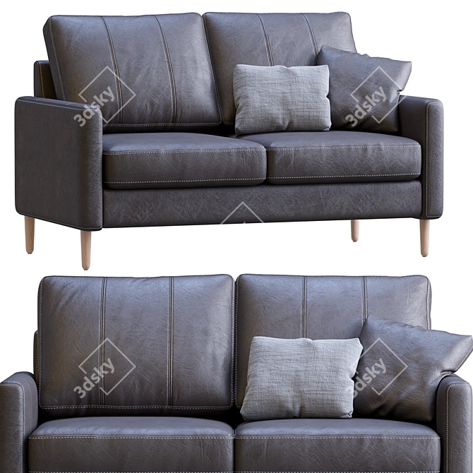 Luxury Block Jumbo Loveseat Leather Sofa 3D model image 2