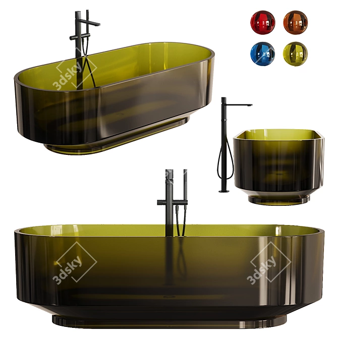 Luxurious Oval Cristalmood® Bathtub 3D model image 1