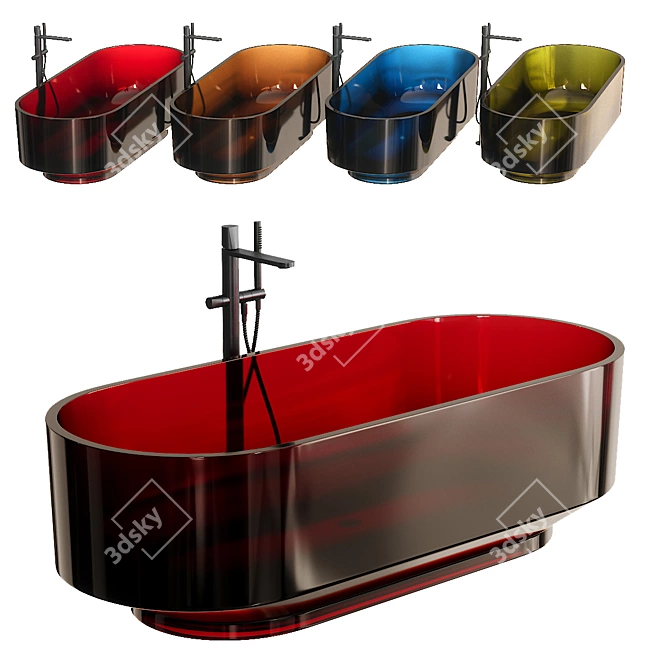 Luxurious Oval Cristalmood® Bathtub 3D model image 2