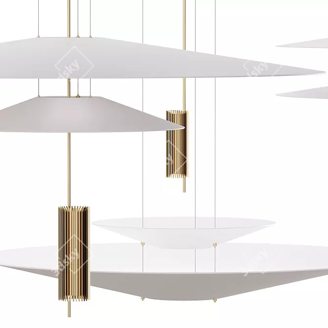 Elegant Gold & Black Pendant Light 3D model image 3
