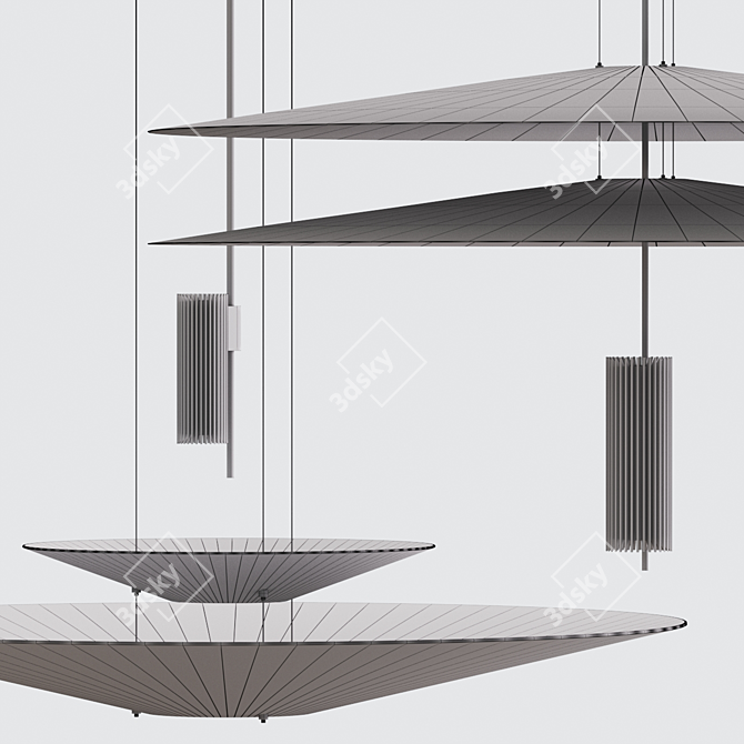 Elegant Gold & Black Pendant Light 3D model image 5