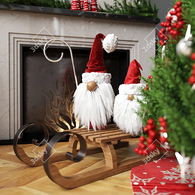 Festive Christmas Decor Set 3D model image 3