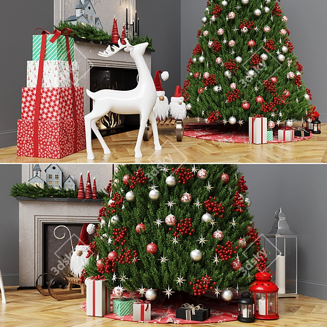 Festive Christmas Decor Set 3D model image 4