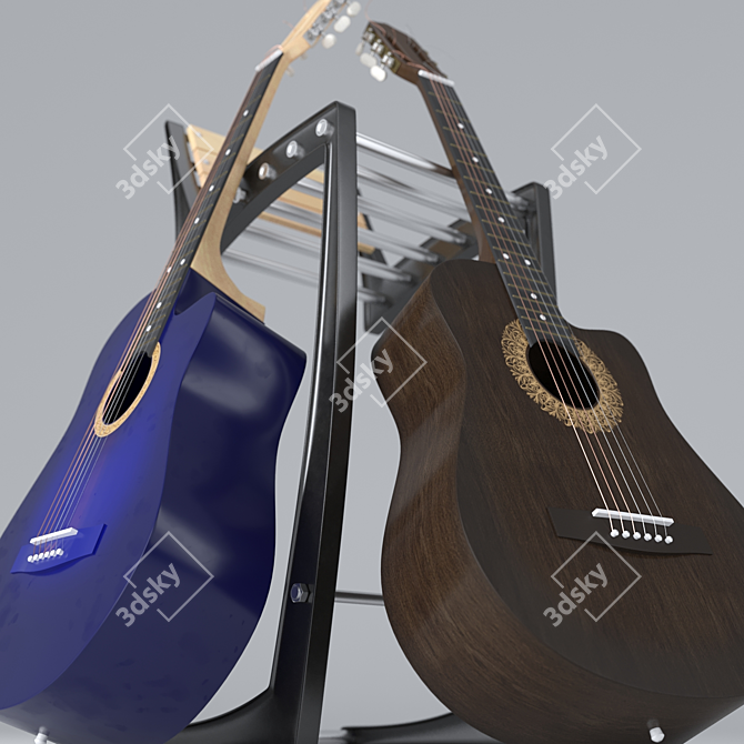 Versatile Acoustic Guitar with 2 Stylish Finishes 3D model image 2