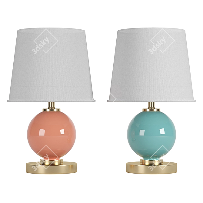  Vintage Brass Table Lamp Duo 3D model image 1
