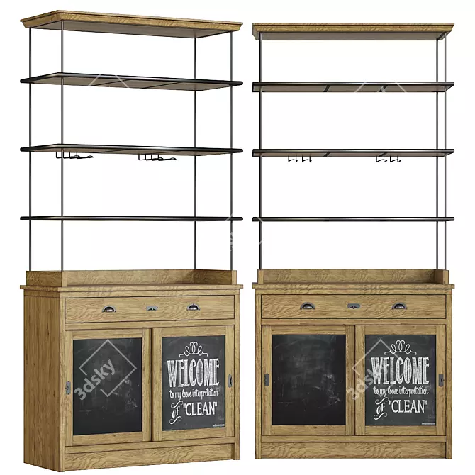 Elegant Germain Tall Sideboard 3D model image 1