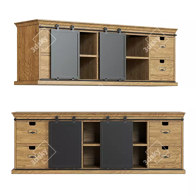 Elegant Germain TV Stand 3D model image 1