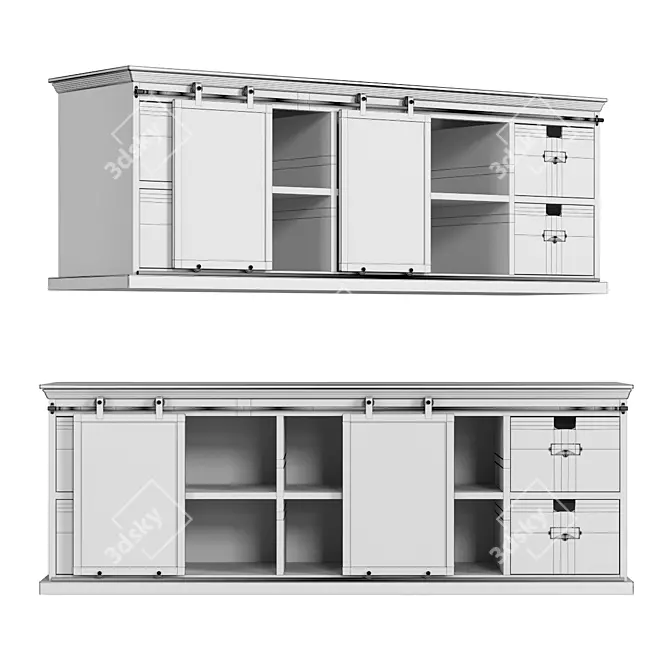 Elegant Germain TV Stand 3D model image 3