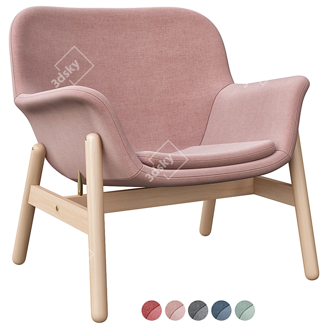 Modern Vedbo Chair - Light Brown-Pink 3D model image 1