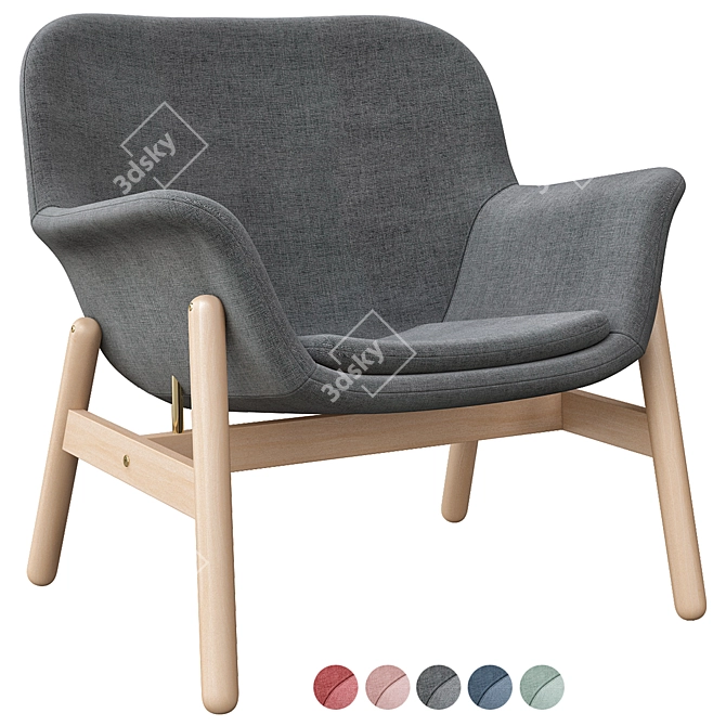 Modern Vedbo Chair - Light Brown-Pink 3D model image 2