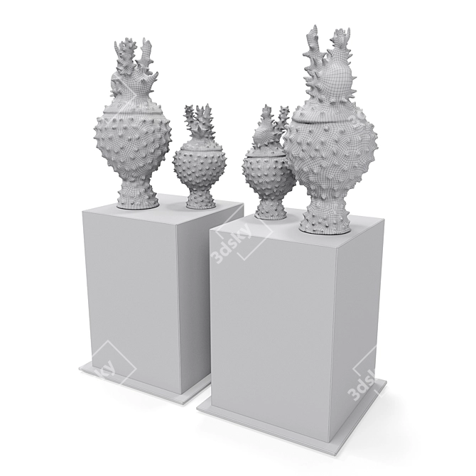 Ceramic Blowfish Vases 3D model image 5