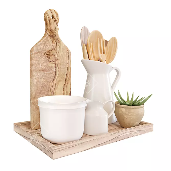 Elegant 3D Kitchen Decor Set 3D model image 2