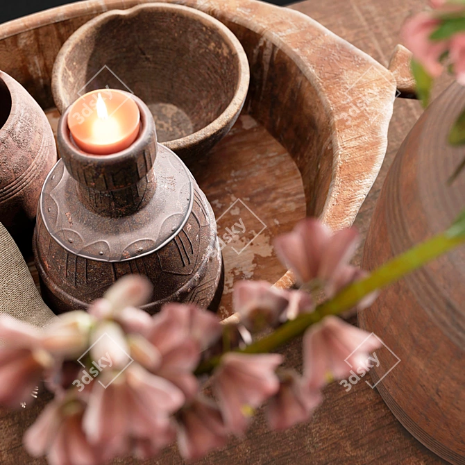 Exquisite Decor Collection: Candleholder, Jug & Bowl 3D model image 3